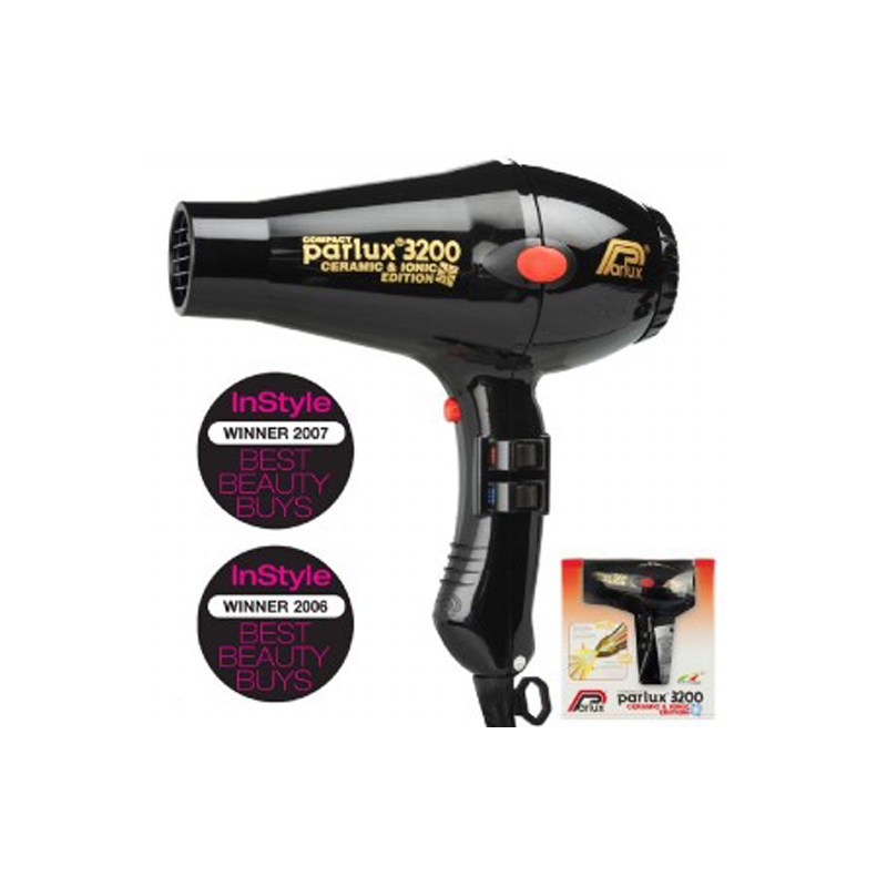 Parlux 3200 Ionic Ceramic Compact Hair Dryer – Black – Coverall  Hairdressing Supplies