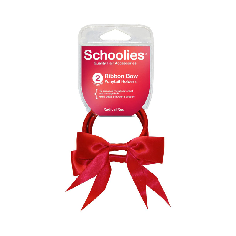 18140 Schoolies Ribbon Bows 2pc – Radical Red