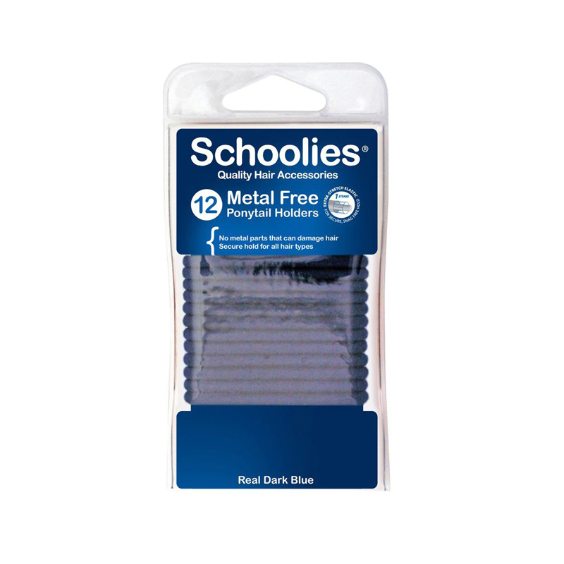 18291 Schoolies Metal Free Ponytail Holders 12pc – Real Dark Blue