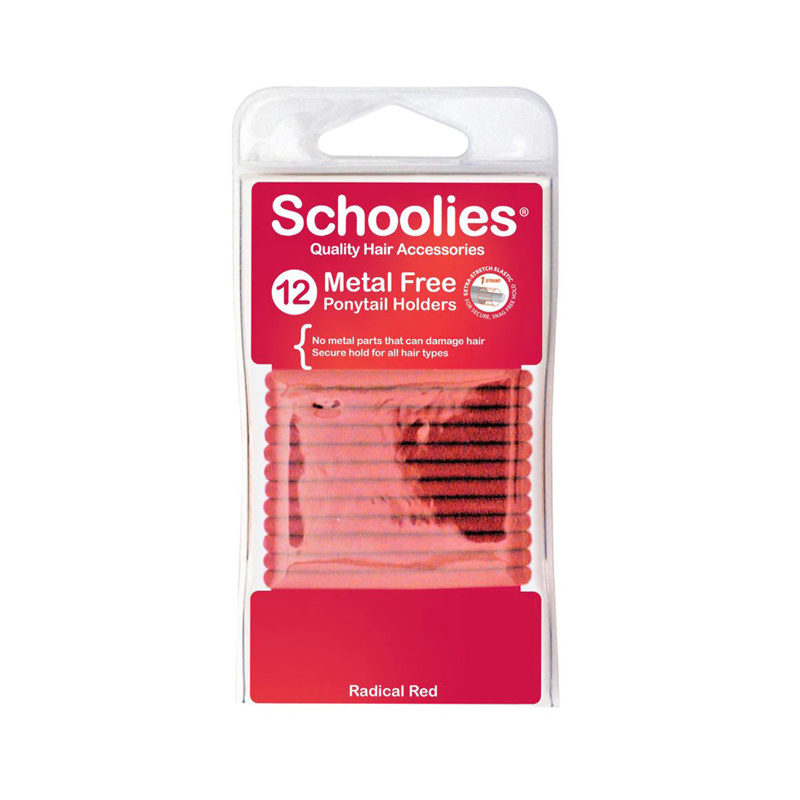 18300 Schoolies Metal Free Ponytail Holders 12pc – Radical Red
