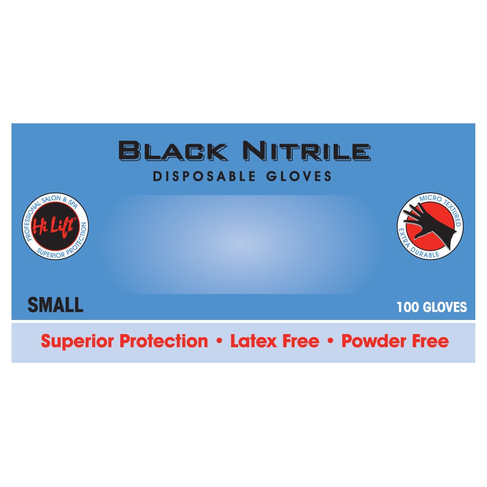 HLGLOVES03 Hi Lift Black Nitrile Gloves Small