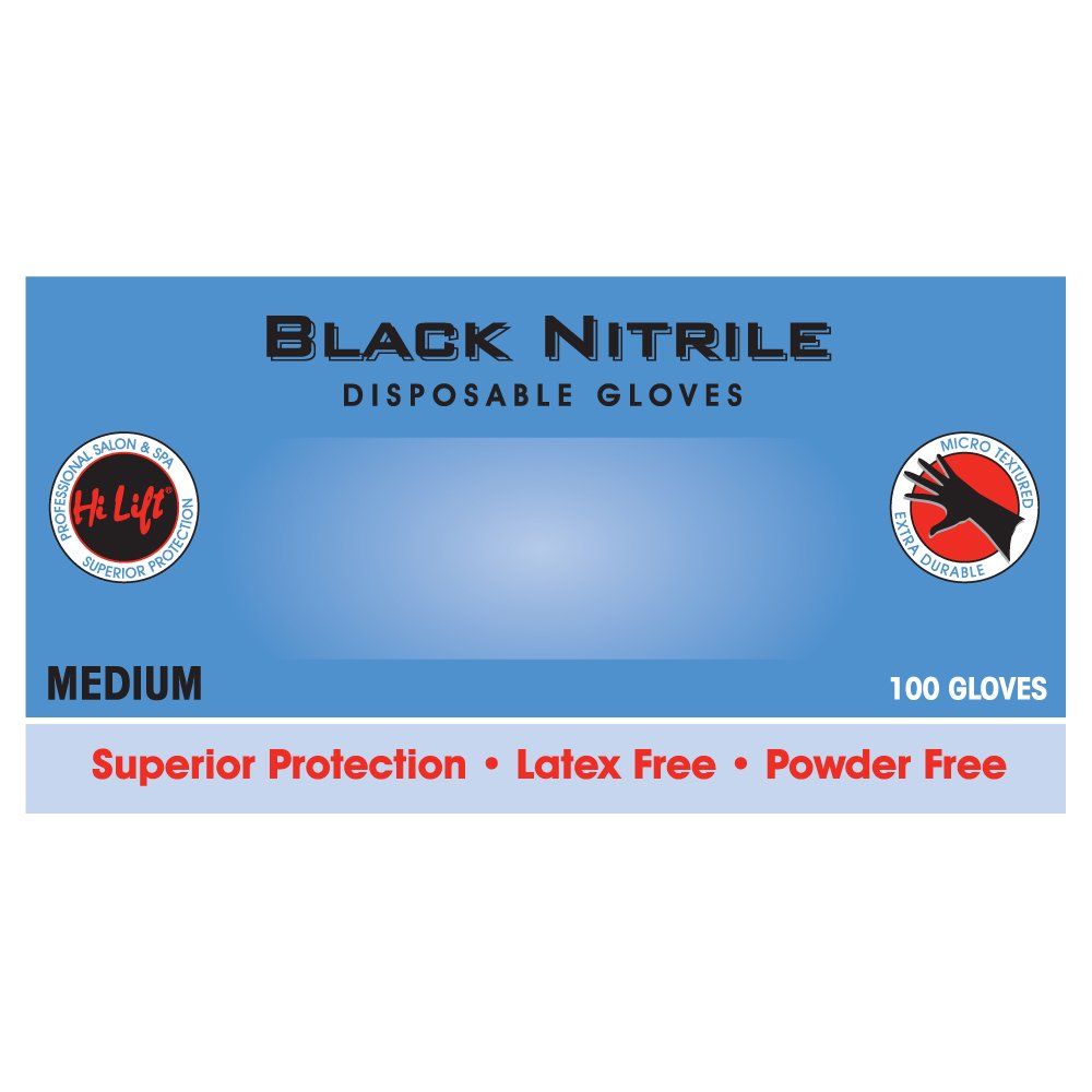 HLGLOVES04 Hi Lift Black Nitrile Gloves Medium